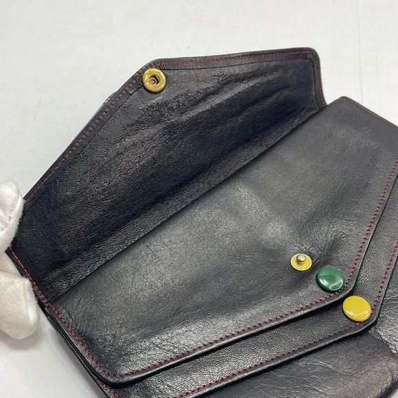 Authentic vintage CHRISTIAN DIOR multi snap black leather wallet with COA - Picture 7 of 12